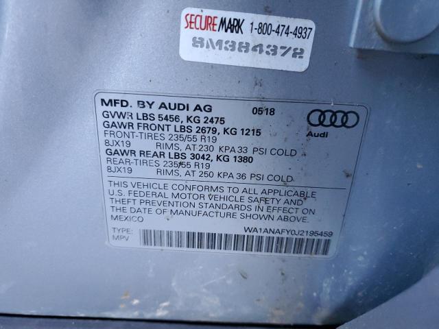 WA1ANAFY0J2195459 - 2018 AUDI Q5 PREMIUM SILVER photo 13