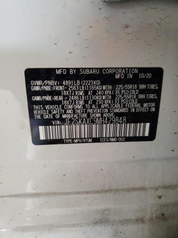 JF2SKAXC9MH429848 - 2021 SUBARU FORESTER TOURING თეთრი ფოტო 13