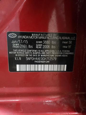 5NPDH4AE0GH712579 - 2016 HYUNDAI ELANTRA SE RED photo 12