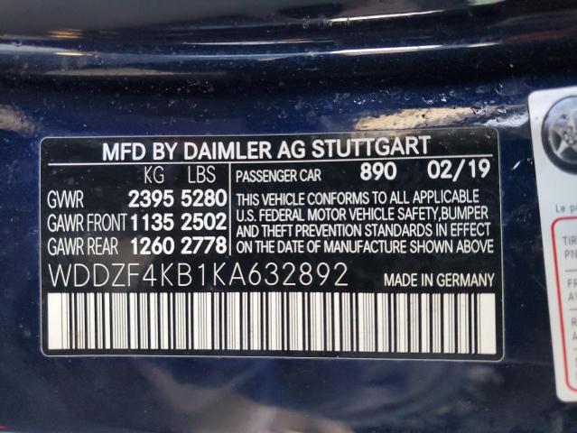 WDDZF4KB1KA632892 - 2019 MERCEDES-BENZ E 300 4MATIC BLUE photo 12