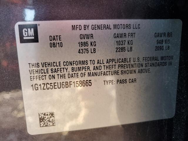 1G1ZC5EU6BF158665 - 2011 CHEVROLET MALIBU 1LT 石墨色 照片 12