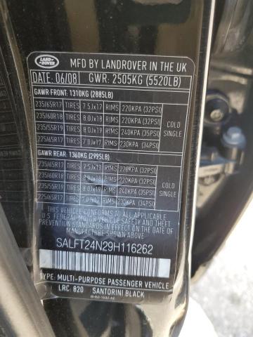 SALFT24N29H116262 - 2009 LAND ROVER LR2 HSE TECHNOLOGY BLACK photo 12