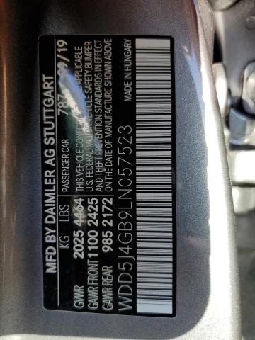 WDD5J4GB9LN057523 - 2020 MERCEDES-BENZ CLA 250 GRAY photo 12