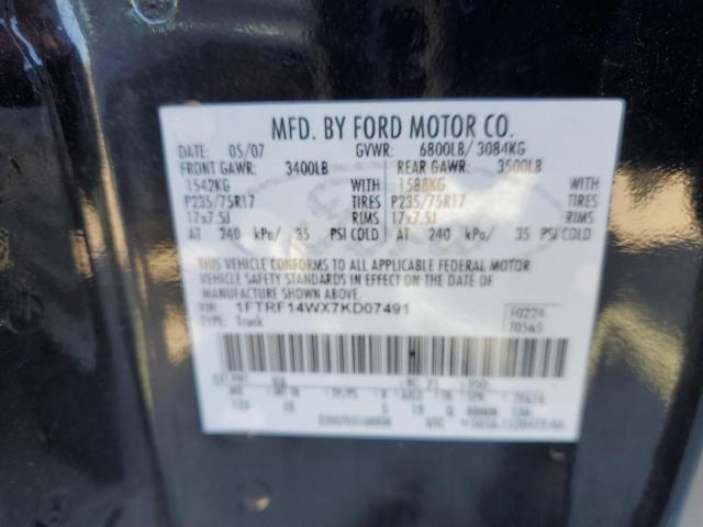 1FTRF14WX7KD07491 - 2007 FORD F150 BLACK photo 12