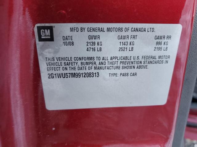 2G1WU57M991208313 - 2009 CHEVROLET IMPALA LTZ RED photo 12