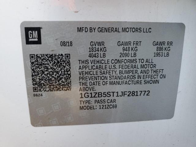 1G1ZB5ST1JF281772 - 2018 CHEVROLET MALIBU LS WHITE photo 12