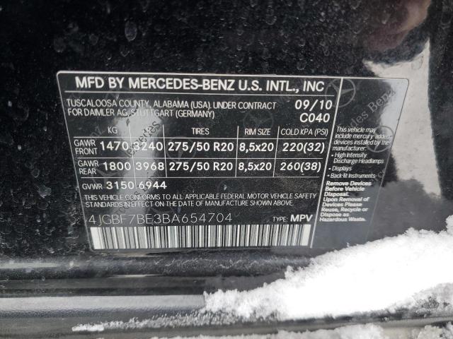 4JGBF7BE3BA654704 - 2011 MERCEDES-BENZ GL 450 4MATIC BLACK photo 12