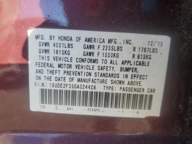 19UDE2F35GA024428 - 2016 ACURA ILX BASE WATCH PLUS BURGUNDY photo 13