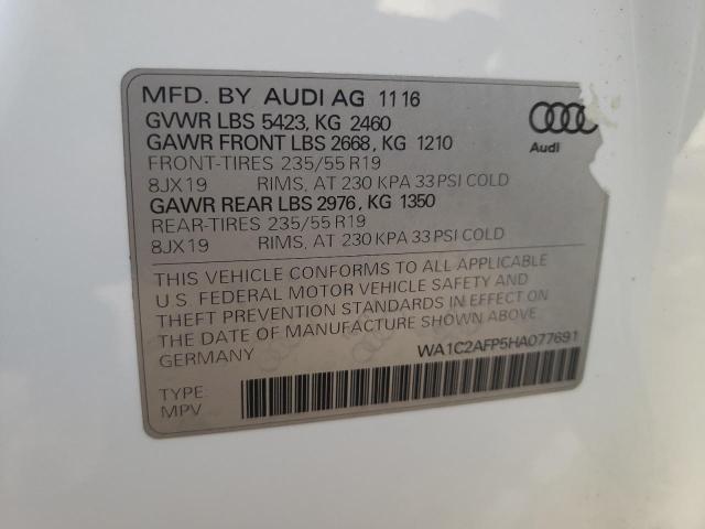 WA1C2AFP5HA077691 - 2017 AUDI Q5 PREMIUM WHITE photo 13