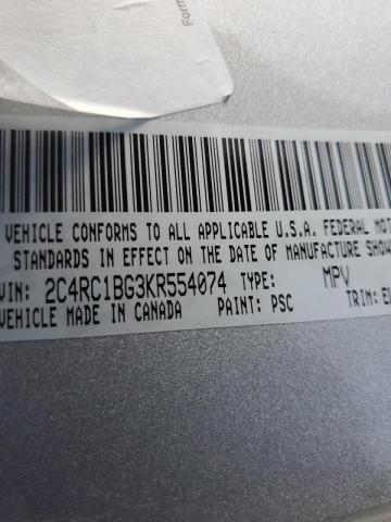 2C4RC1BG3KR554074 - 2019 CHRYSLER PACIFICA TOURING L Արծաթագույն լուսանկար 13