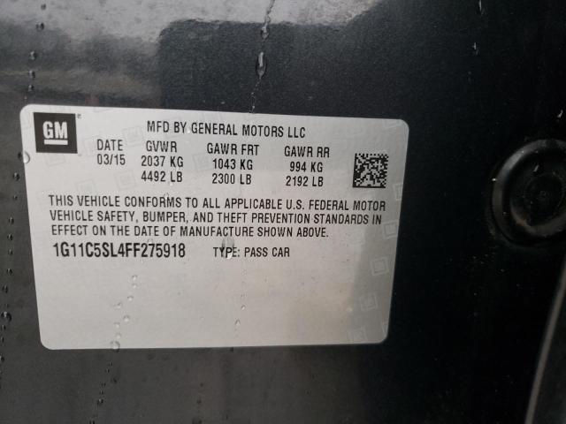 1G11C5SL4FF275918 - 2015 CHEVROLET MALIBU 1LT GRAY photo 12