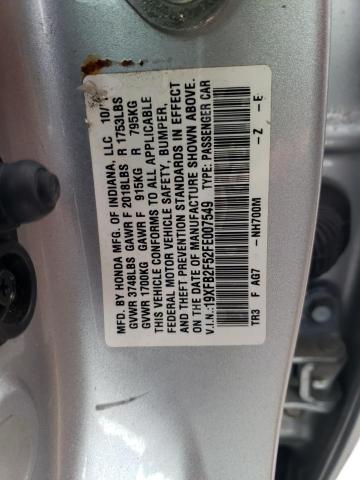 19XFB2F52FE007549 - 2015 HONDA CIVIC LX SILVER photo 13