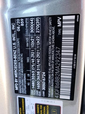 4JGFB6BB2MA292347 - 2021 MERCEDES-BENZ GLE AMG 53 4MATIC SILVER photo 13