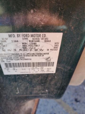 1FTRF12267KD56512 - 2007 FORD F150 GREEN photo 12