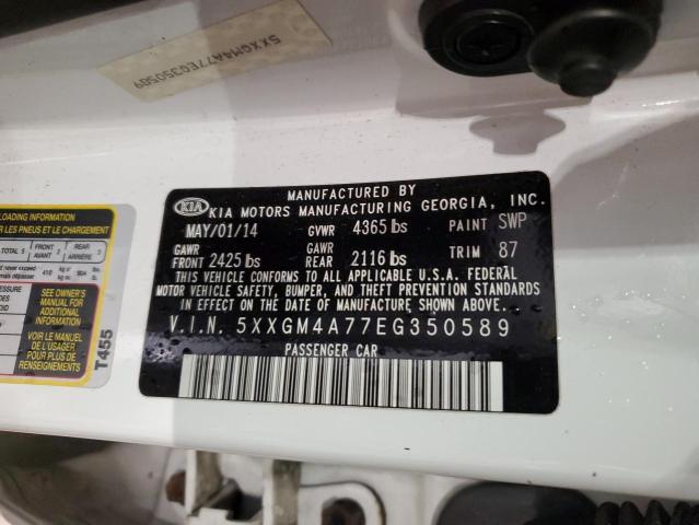 5XXGM4A77EG350589 - 2014 KIA OPTIMA LX WHITE photo 12