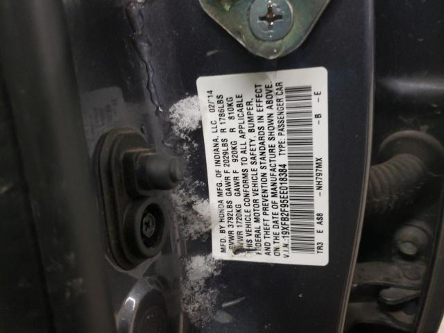 19XFB2F95EE018384 - 2014 HONDA CIVIC EXL ნაცრისფერი ფოტო 12