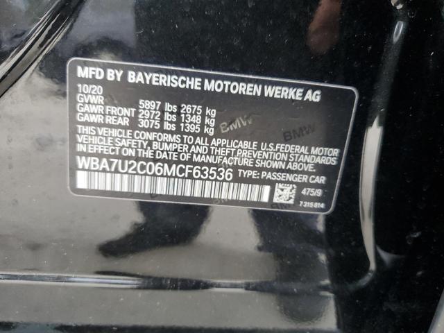 WBA7U2C06MCF63536 - 2021 BMW 750 XI BLACK photo 12