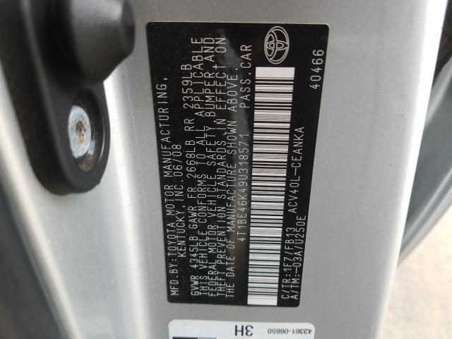 4T1BE46K49U318571 - 2009 TOYOTA CAMRY BASE  photo 10