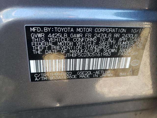 JTHBF5C23C5161983 - 2012 LEXUS IS 250 GRAY photo 13