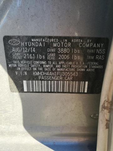 KMHDH4AH1FU305543 - 2015 HYUNDAI ELANTRA SE SILVER photo 12