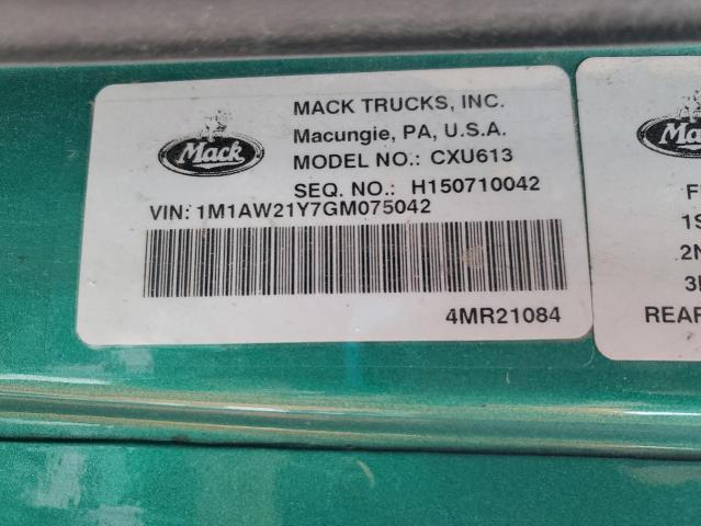 1M1AW21Y7GM075042 - 2016 MACK 600 CXU600 GREEN photo 10