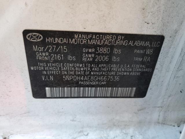 5NPDH4AE8GH667536 - 2016 HYUNDAI ELANTRA SE WHITE photo 12