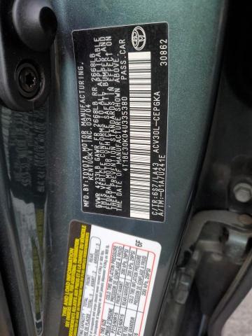 4T1BE30K04U335380 - 2004 TOYOTA CAMRY LE GREEN photo 12