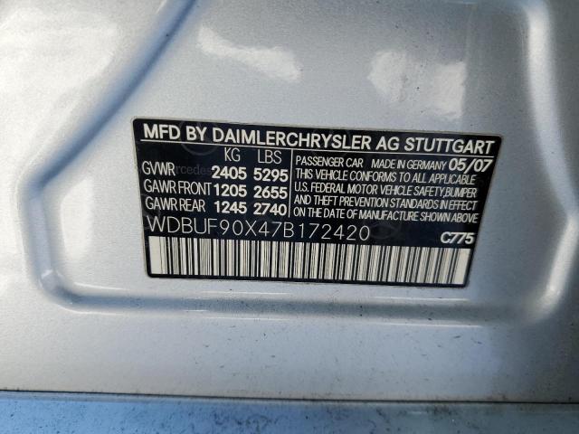 WDBUF90X47B172420 - 2007 MERCEDES-BENZ E 550 4MATIC SILVER photo 12