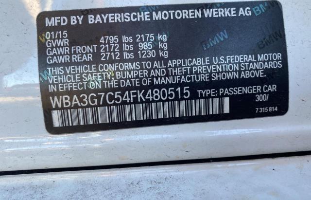 WBA3G7C54FK480515 - 2015 BMW 328 XI WHITE photo 10