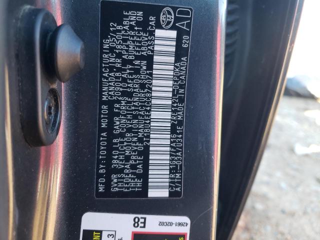 2T1BU4EE4CC872071 - 2012 TOYOTA COROLLA BASE GRAY photo 12