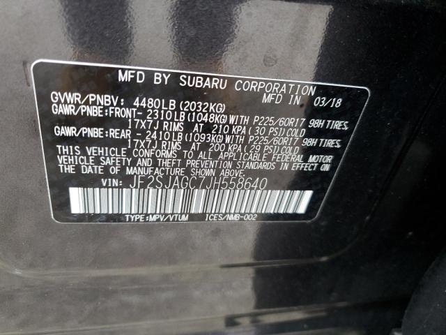 JF2SJAGC7JH558640 - 2018 SUBARU FORESTER 2.5I PREMIUM CHARCOAL photo 13