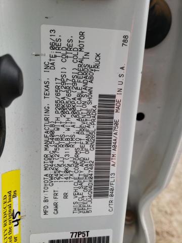 5TFJU4GN4DX047482 - 2013 TOYOTA TACOMA DOUBLE CAB PRERUNNER WHITE photo 12