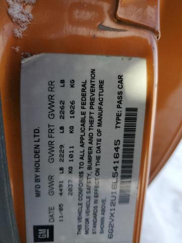 6G2VX12U16L541645 - 2006 PONTIAC GTO ORANGE photo 12