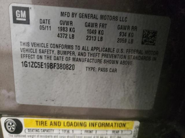 1G1ZC5E19BF380820 - 2011 CHEVROLET MALIBU 1LT 灰色 照片 12