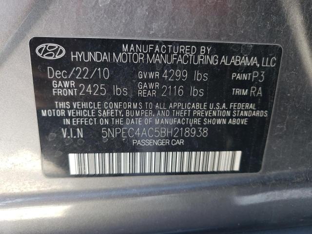 5NPEC4AC5BH218938 - 2011 HYUNDAI SONATA SE GRAY photo 13