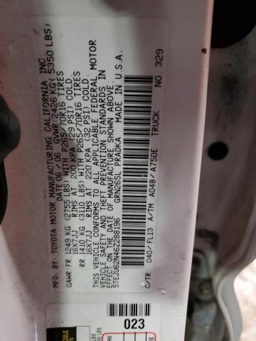5TEJU62N46Z288196 - 2006 TOYOTA TACOMA DOUBLE CAB PRERUNNER WHITE photo 12