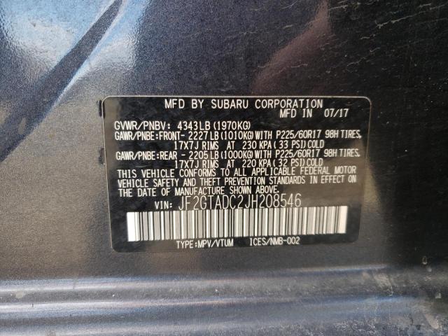 JF2GTADC2JH208546 - 2018 SUBARU CROSSTREK PREMIUM 蓝色 照片 12