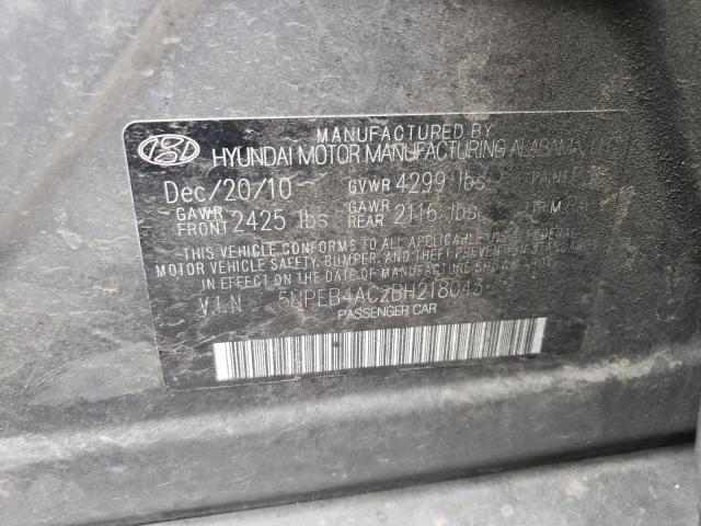 5NPEB4AC2BH218043 - 2011 HYUNDAI SONATA GLS GRAY photo 12