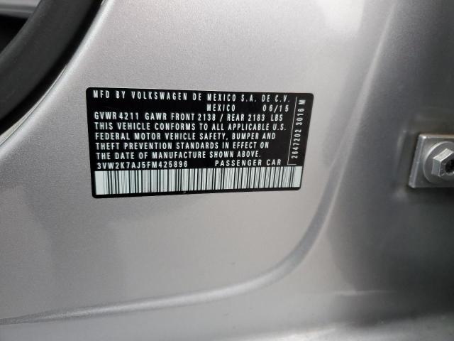 3VW2K7AJ5FM425896 - 2015 VOLKSWAGEN JETTA BASE SILVER photo 12