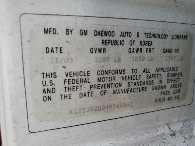 KL1TJ62694B149393 - 2004 CHEVROLET AVEO LS 白色 照片 12