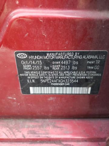 5NPE24AFXGH323544 - 2016 HYUNDAI SONATA SE RED photo 12