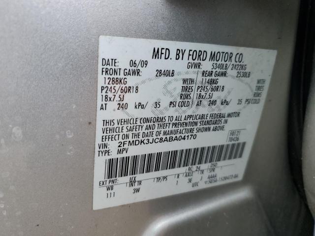 2FMDK3JC8ABA04170 - 2010 FORD EDGE SEL SILVER photo 13