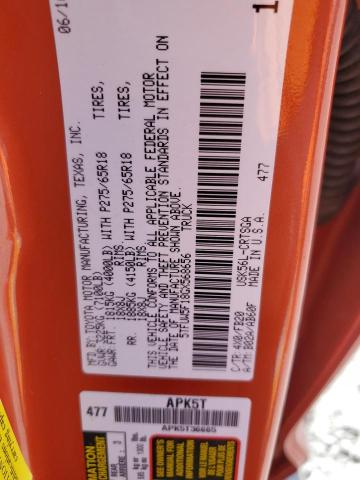 5TFUW5F18GX568656 - 2016 TOYOTA TUNDRA DOUBLE CAB SR/SR5 ORANGE photo 12