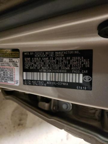 4T1BE30K24U908800 - 2004 TOYOTA CAMRY LE TAN photo 12