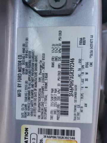 3FA6P0H7XGR392346 - 2016 FORD FUSION SE SILVER photo 12