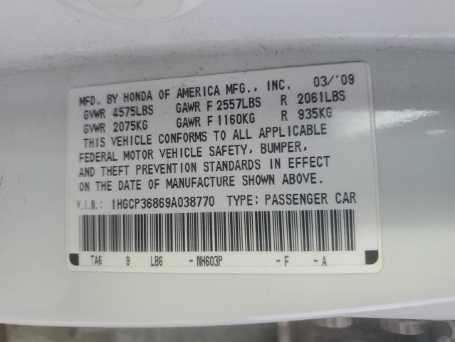 1HGCP36869A038770 - 2009 HONDA ACCORD EXL WHITE photo 12