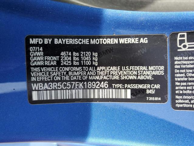 WBA3R5C57FK189246 - 2015 BMW 435 XI BLUE photo 12