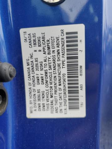 2HGFC3A59JH754770 - 2018 HONDA CIVIC SI BLUE photo 12