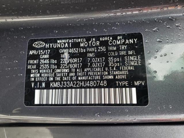 KM8J33A22HU480748 - 2017 HYUNDAI TUCSON LIMITED GRAY photo 13