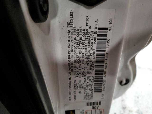 5TEUX42N67Z445222 - 2007 TOYOTA TACOMA ACCESS CAB Ақ фото 12